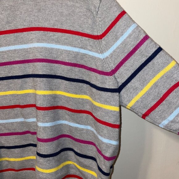 La Ligne Stripe Sweater Crew Neck Size 2X Gray, Red, Yellow 3% Cashmere - Picture 2 of 7
